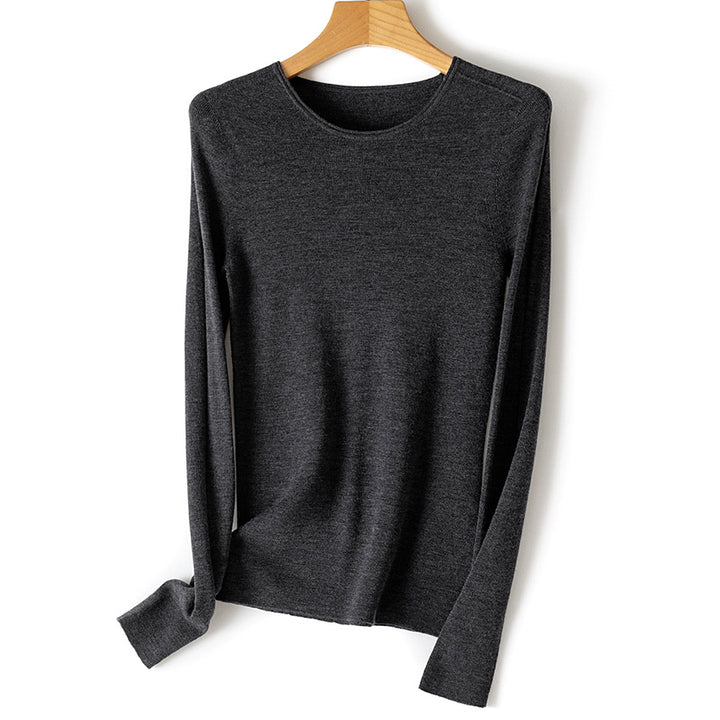 Damen Feiner Feinstrickpullover mit Rundhalsausschnitt und figurnaher Silhouette Echoarchiv