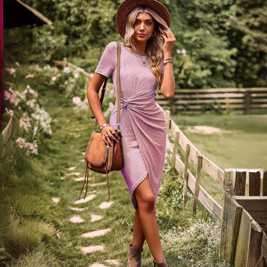 Damen Kleid mit asymmetrischem Saum und Raffung Echo Archiv
