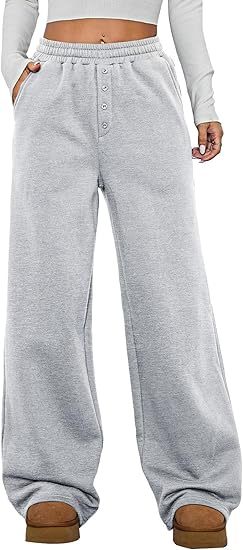 Damen Hochtaillierte Fleece-Loungehose mit weitem Bein Echo Archiv