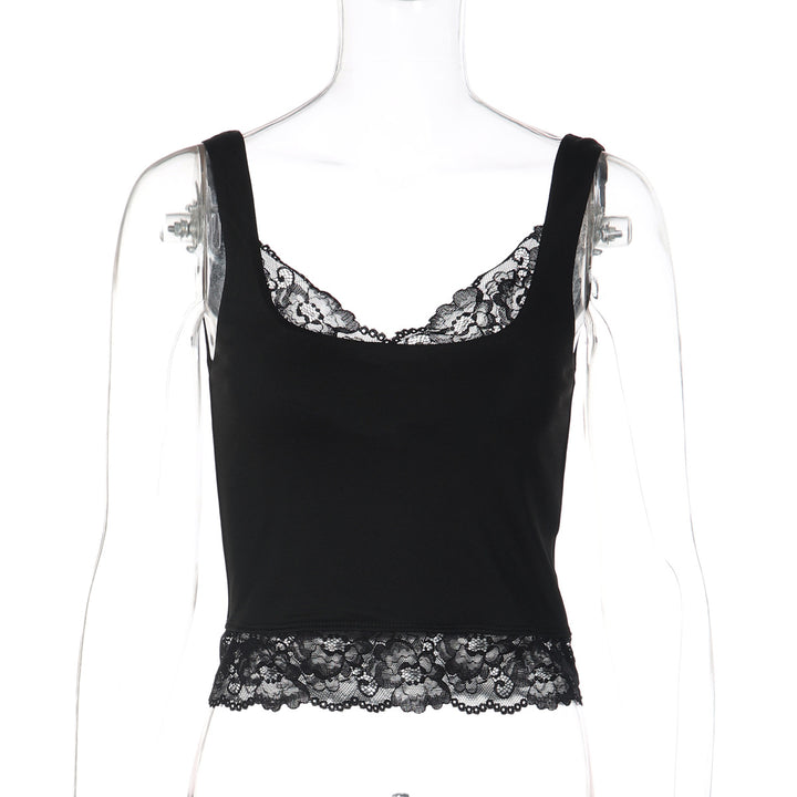 Damen Spitzen-Crop-Top mit schmalen Trägern und elastischem Unterbrustband Echo Archiv