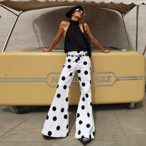 Damen Modische Schlaghose mit stilvollem Polka-Dot-Design Echo Archiv