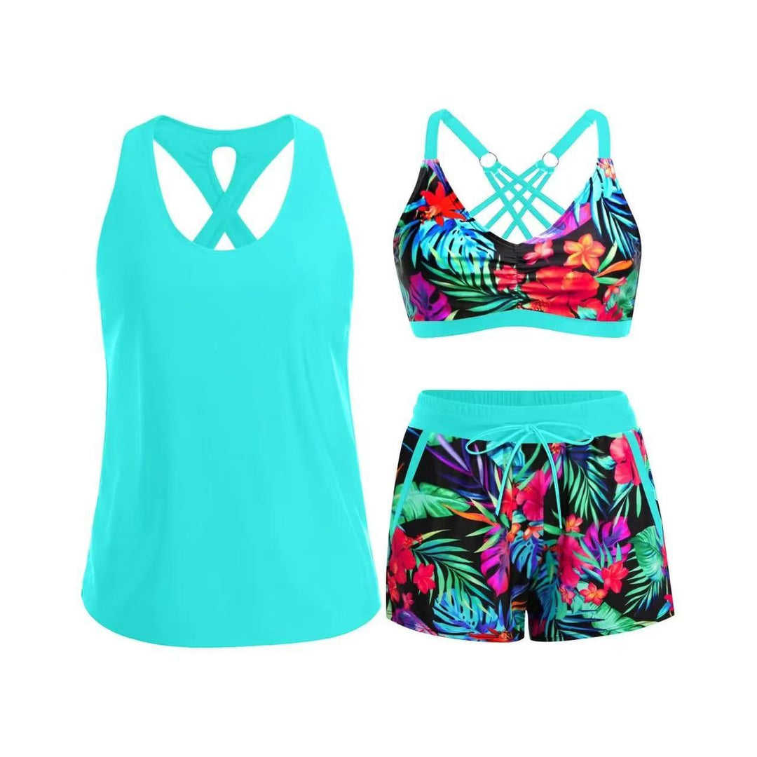 Damen Sport-Badeanzug-Set mit modischem Racerback und Shorts Echo Archiv