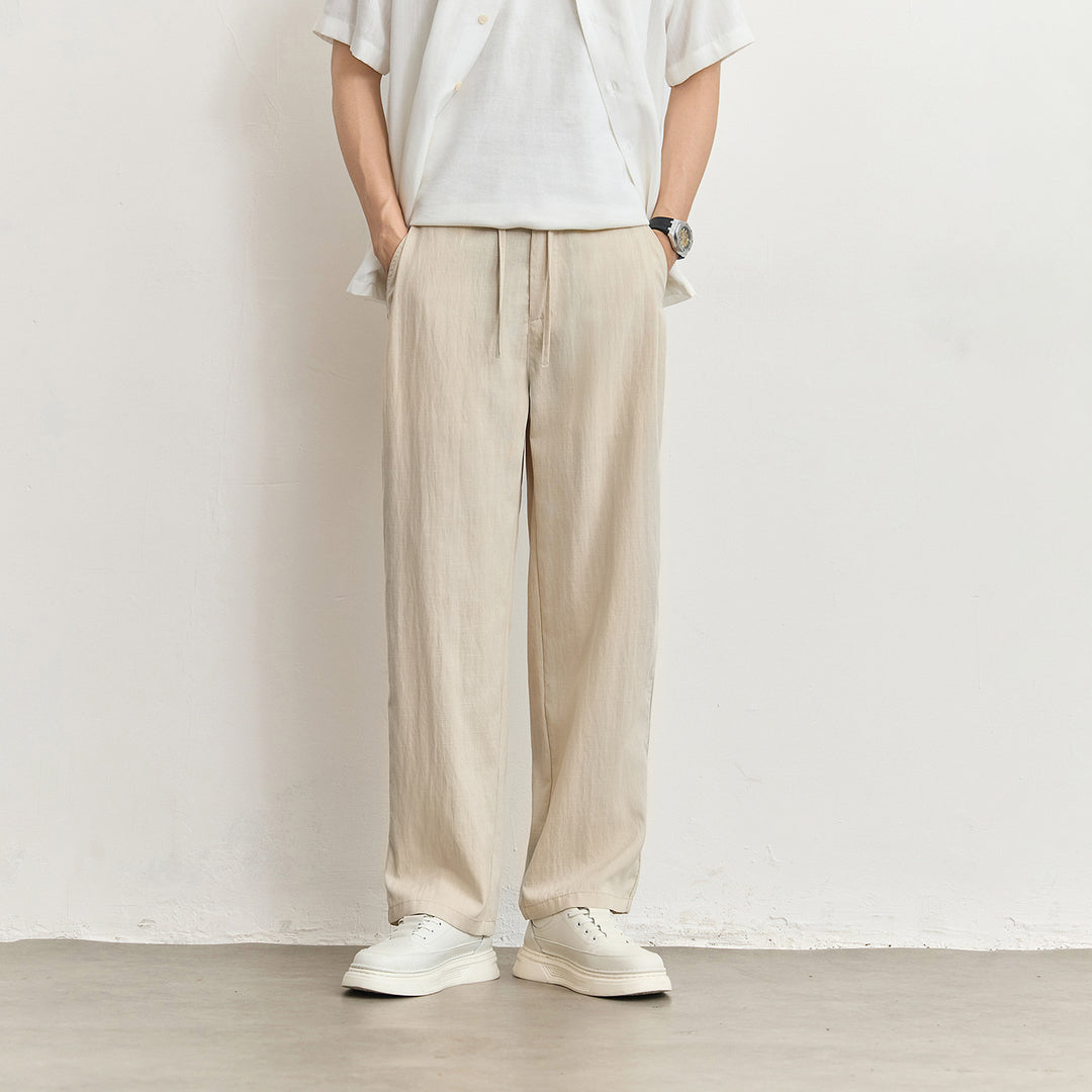 Herren Leichte Leinenhose mit Tunnelzug und geradem Bein Echo Archiv