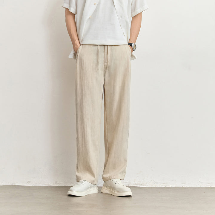 Herren Leichte Leinenhose mit Tunnelzug und geradem Bein Echo Archiv
