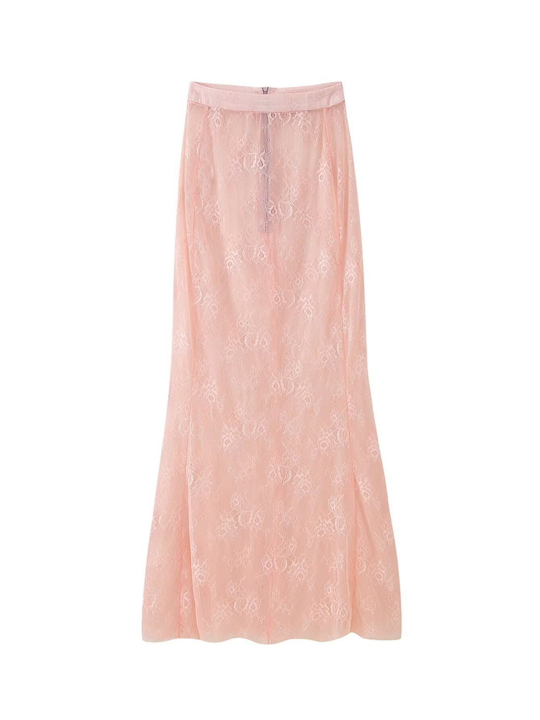 Damen Langer Spitzen‑Maxirock mit elastischem Bund und transparentem Einsatz Echoarchiv