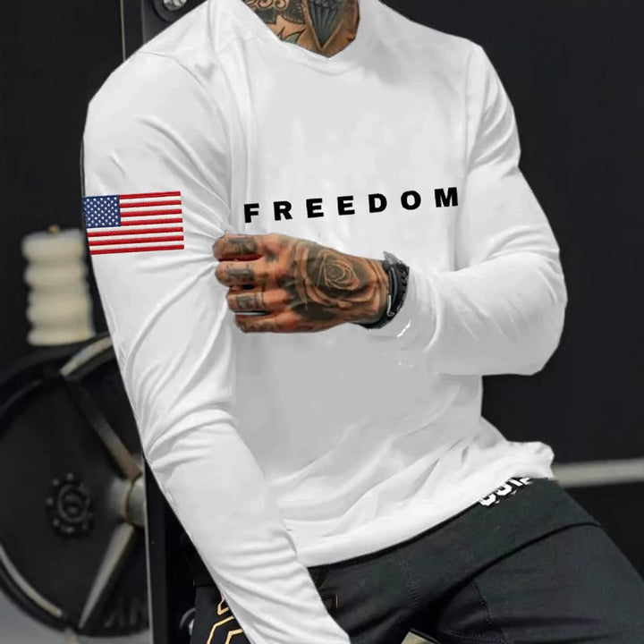 Herren Langarmshirt mit amerikanischem Flaggenmotiv Echoarchiv