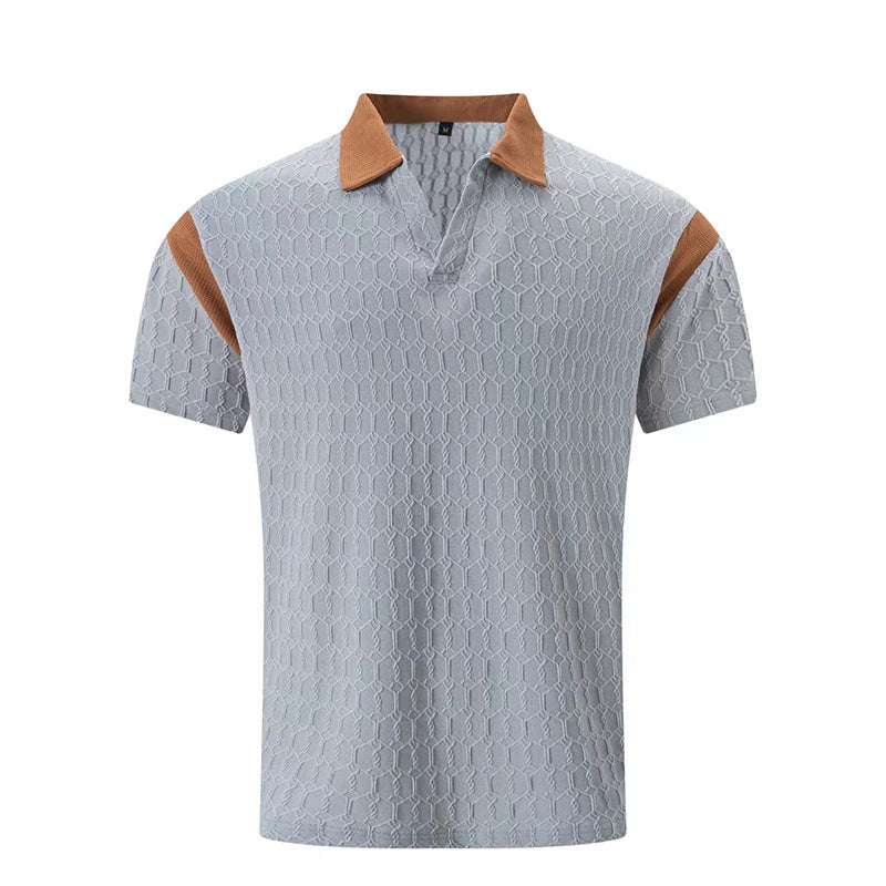 Herren modisches Kurzarm-Hemd mit strukturiertem Design und stylischen Kontrastdetails Echoarchiv