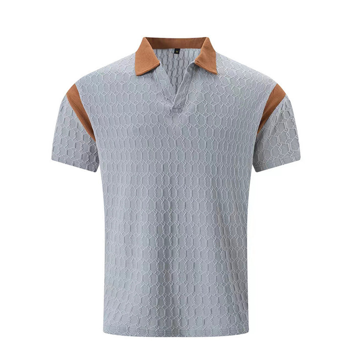 Herren modisches Kurzarm-Hemd mit strukturiertem Design und stylischen Kontrastdetails Echoarchiv