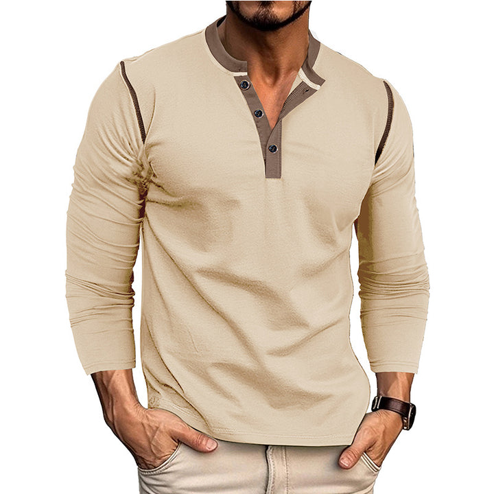 Herren Langarm-Hemd mit modischem Henley-Ausschnitt Echoarchiv