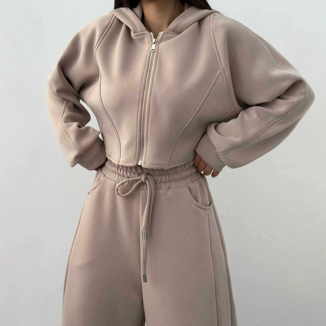 Damen nan weite Highwaist-Loungehose mit Tunnelzug, Eingrifftaschen und Ziernähten Echo Archiv