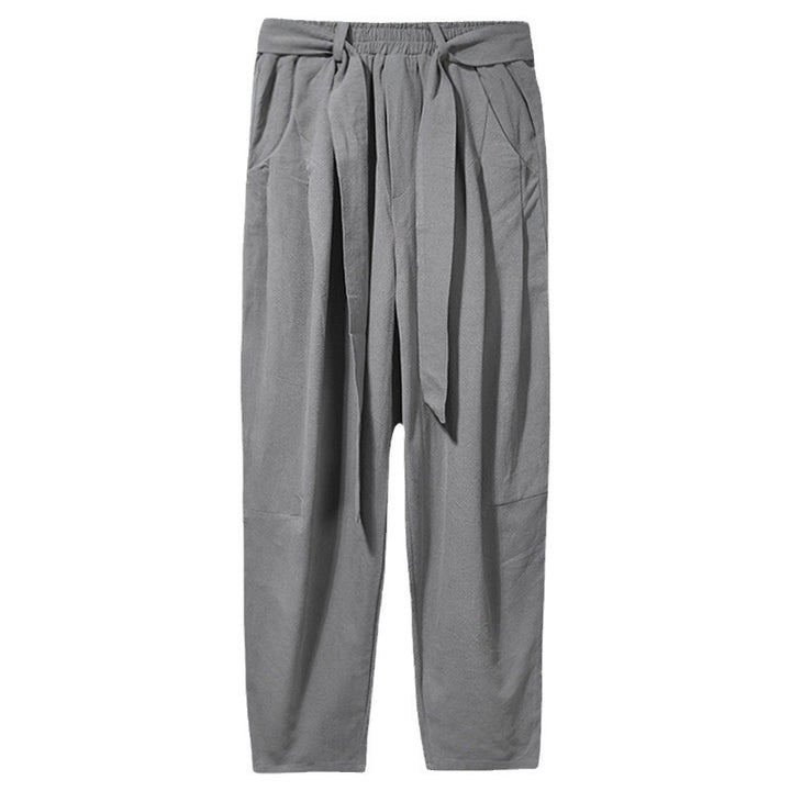 Herren nan lockere Leinenhose mit Kordelbund und tapered Bein Echo Archiv