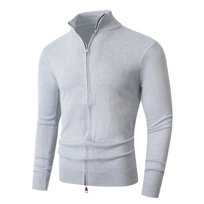 Herren Slim-Fit Feinstrick-Cardigan mit Zweifach-Reißverschluss und Stehkragen Echo Archiv
