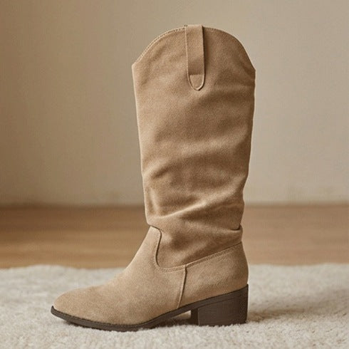Damen Elegante Wildleder-Stiefel mit leichtem Stretch-Schaft Echoarchiv