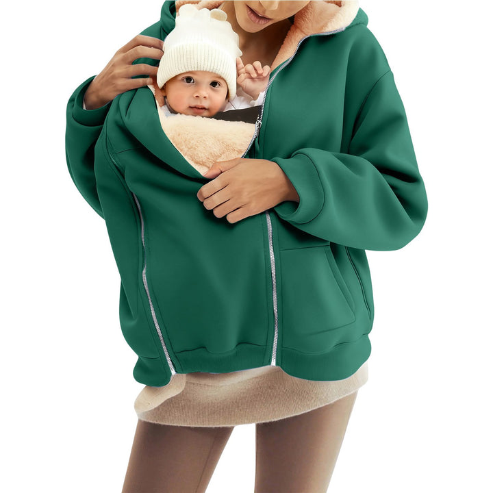 Damen nan Babytrage-Hoodie mit Teddyfutter und Zweiwege-Reißverschluss Echo Archiv