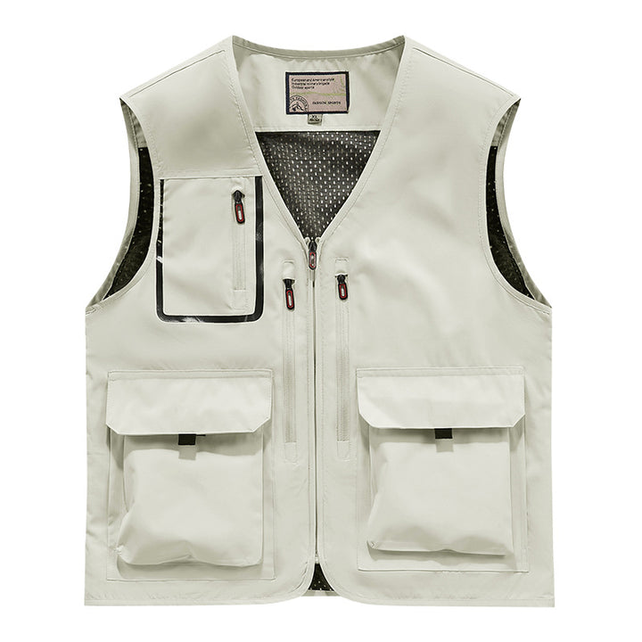 Herren Multifunktionale Outdoor-Utilityweste mit Mesh-Innenfutter und Mehrfach-Taschen Echoarchiv