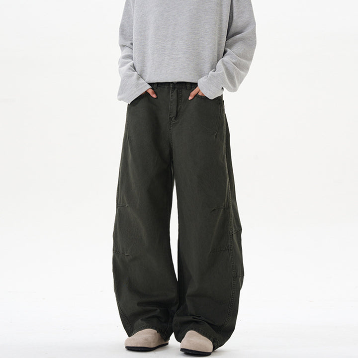 Damen Ultraweite Baumwoll-Canvas Palazzo-Hose mit elastischem Bund und Utility-Nähten Echo Archiv