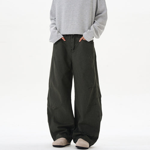 Damen Ultraweite Baumwoll-Canvas Palazzo-Hose mit elastischem Bund und Utility-Nähten Echo Archiv