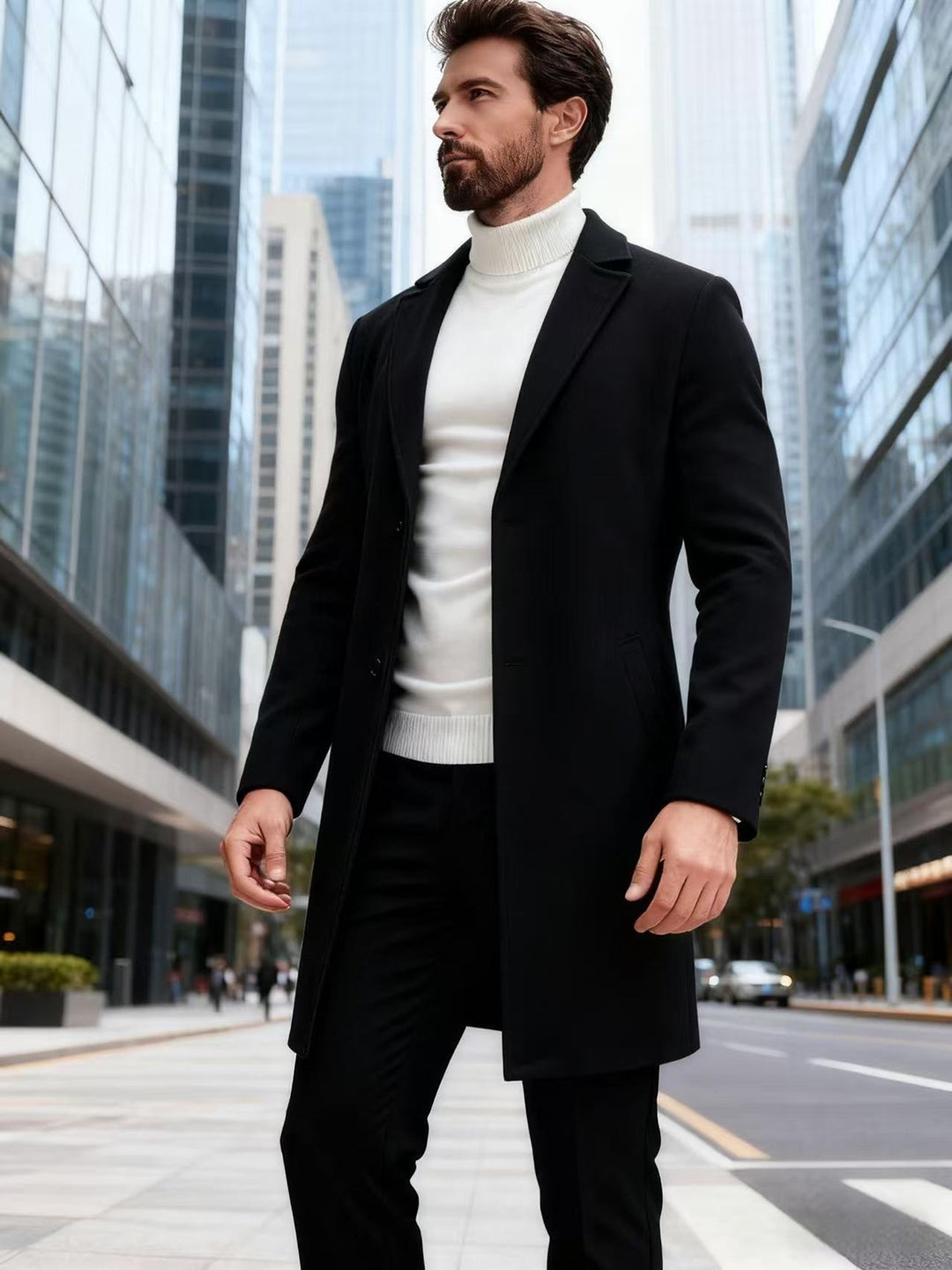 Herren eleganter Wollmantel Echoarchiv