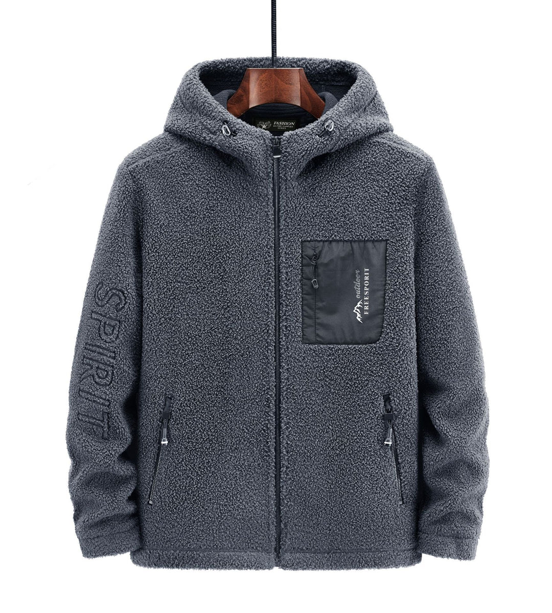 Herren Sherpa‑Fleece Kapuzenjacke mit Reißverschluss und Brusttasche Echo Archiv