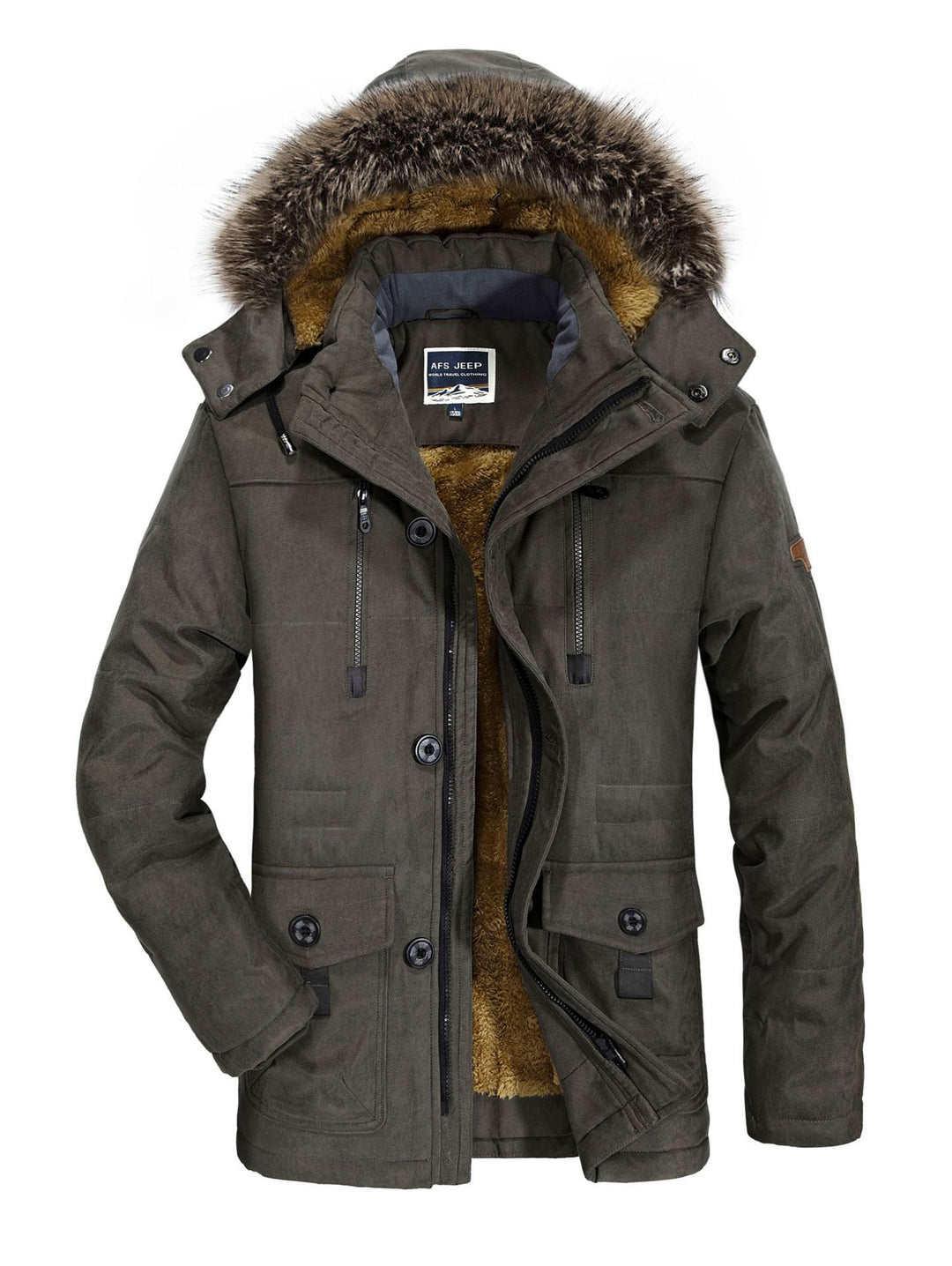 Herren Parka mit abnehmbarer Kapuze, wärmender Teddyfutter-Innenlage und Multifunktions-Taschen Echo Archiv