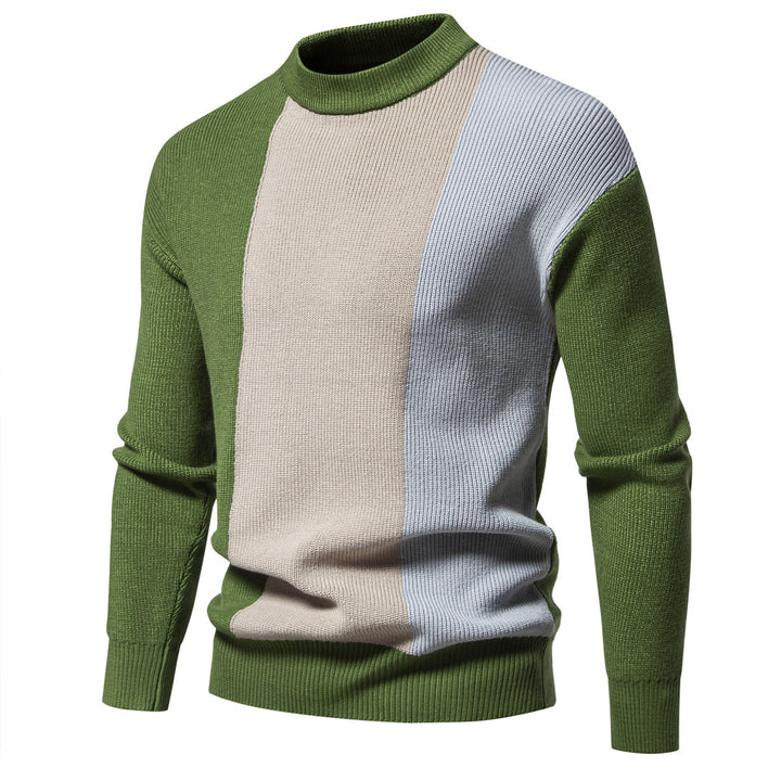 Herren Strickpullover mit modernem Farbblockdesign und hohem Kragen Echoarchiv