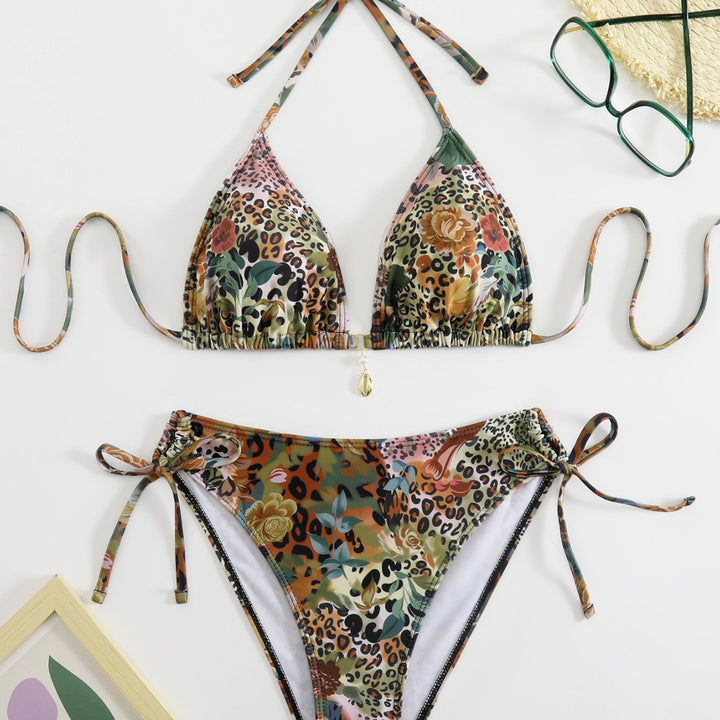 Damen Triangel-Bikini-Set mit floralem Leopardenmuster Echo Archiv