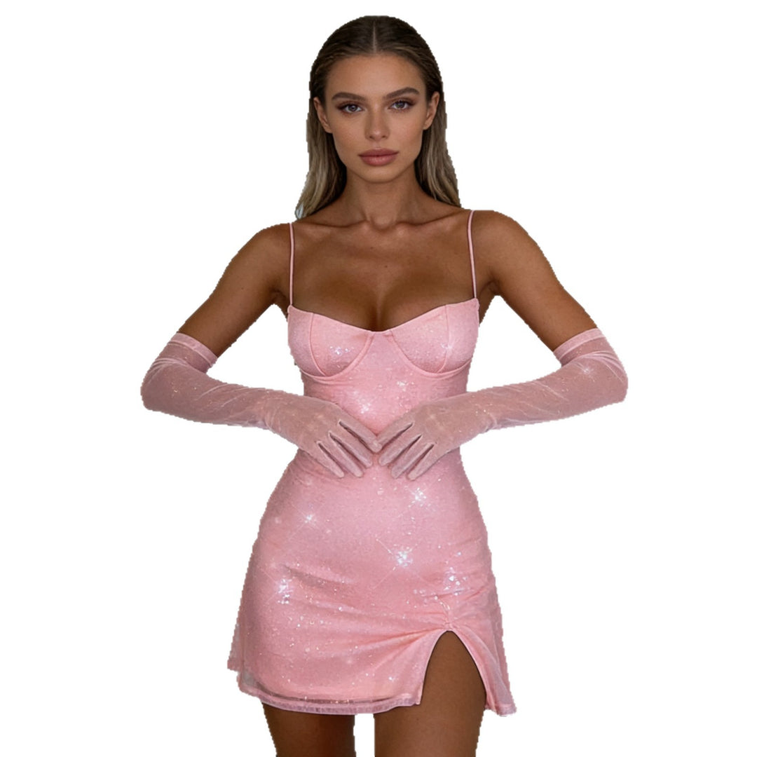 Damen Verführerisches Mini-Kleid mit Glitzer und Trägern Echo Archiv