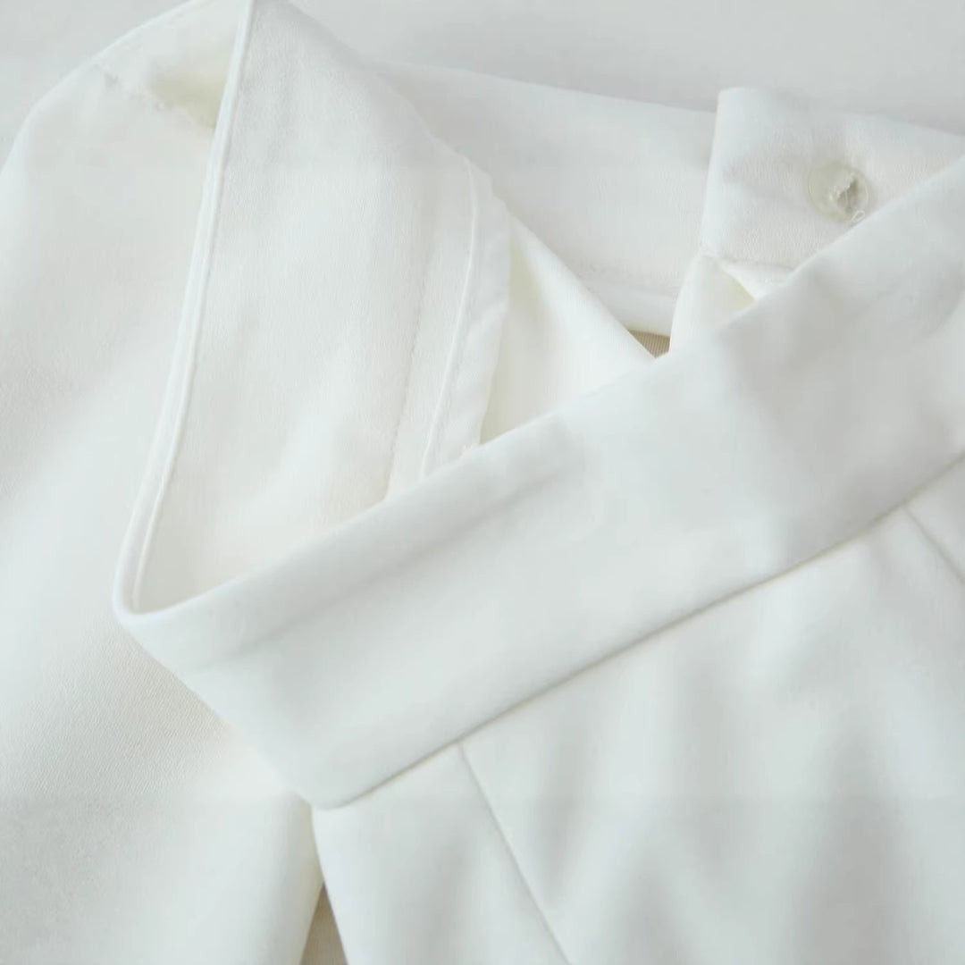 Damen hochtaillierte Palazzo‑Hose mit weitem Bein, Bundfalten und verdecktem Verschluss Echoarchiv
