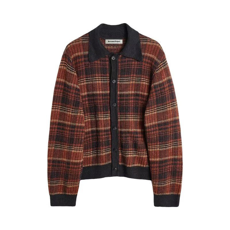Damen Modische Strickjacke mit Karomuster Echoarchiv
