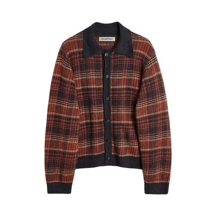 Damen Modische Strickjacke mit Karomuster Echoarchiv