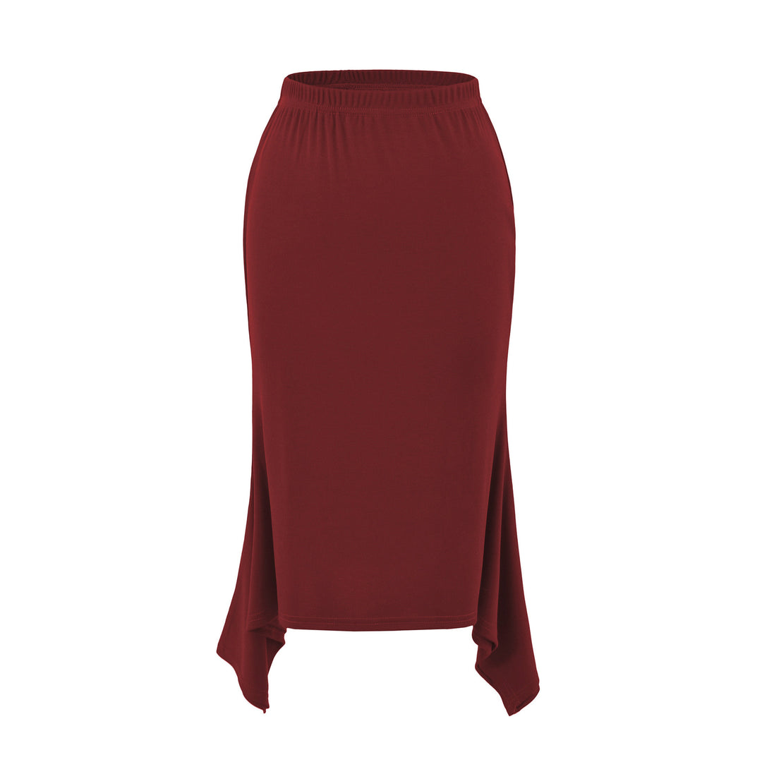 Damen Asymmetrischer Jersey-Midirock mit elastischem Bund und Zipfelsaum Echoarchiv