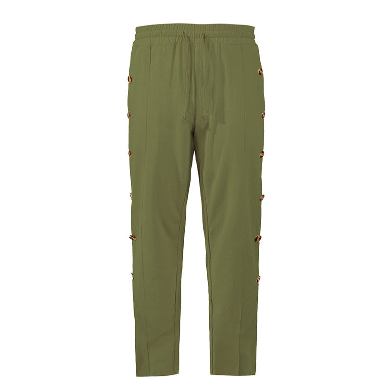 Herren Relaxed-Fit Freizeithose mit seitlichen Zierknopfleisten, elastischem Bund und Kordelzug Echoarchiv