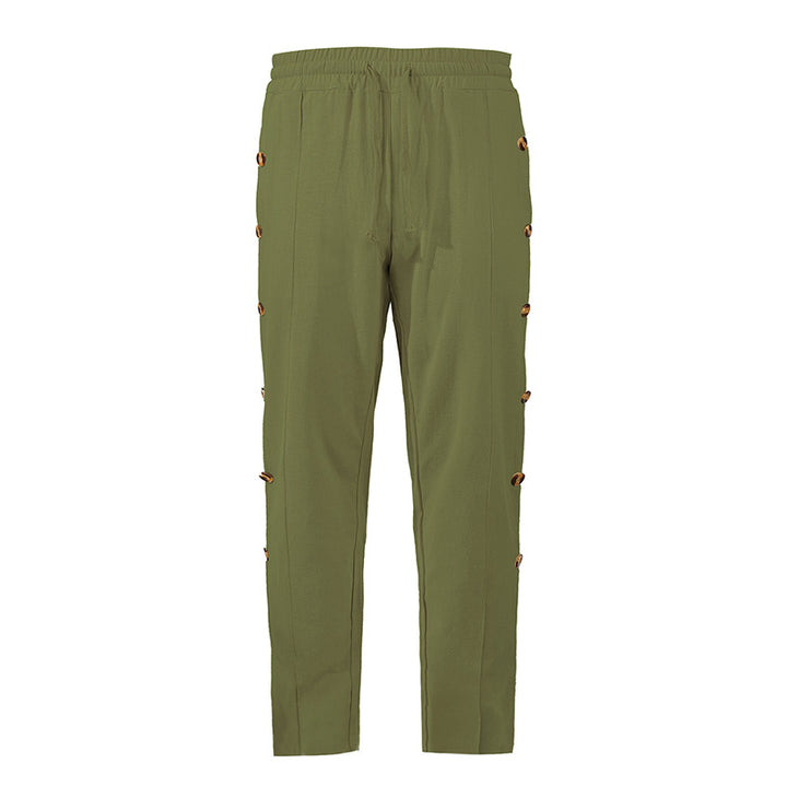 Herren Relaxed-Fit Freizeithose mit seitlichen Zierknopfleisten, elastischem Bund und Kordelzug Echoarchiv