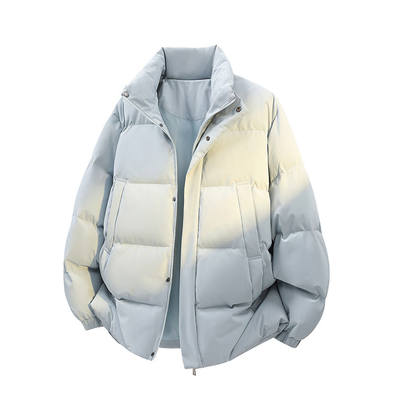 Herren Kurz geschnittener Oversize-Puffer mit Stehkragen, Druckknopfblende und verdecktem Reißverschluss Echoarchiv