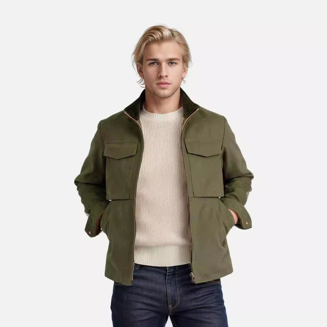 Herren elegante Arbeitsjacke mit praktischen Taschen und modernem Stehkragen Echoarchiv