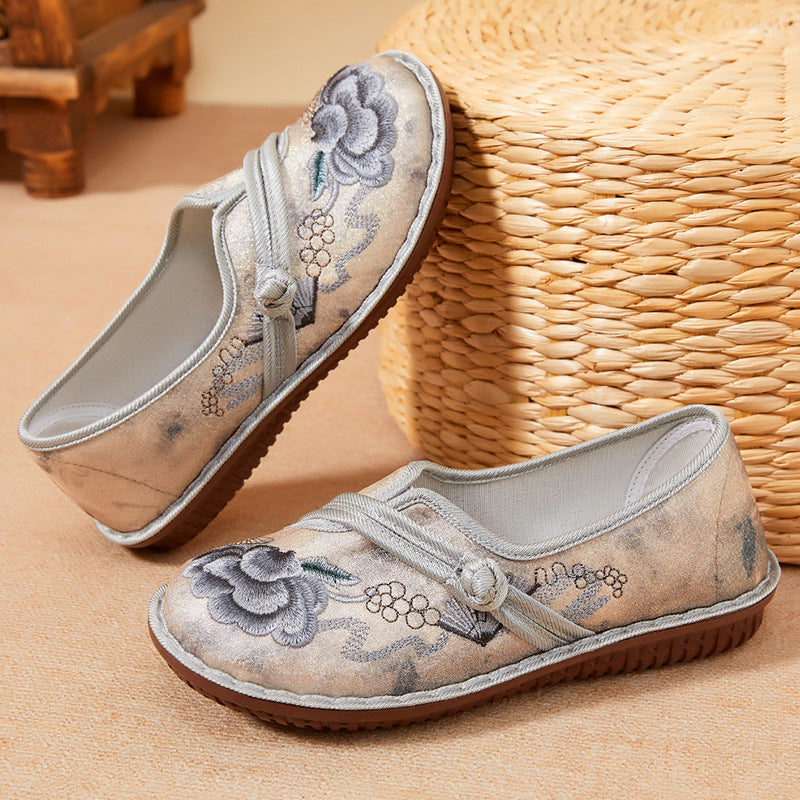 Damen nan bestickter leichter Ballerina-Slipper mit dekorativem Knotenriemen Echo Archiv