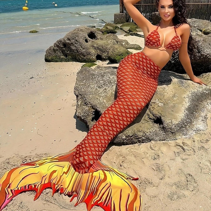 Damen Meerjungfrauen-Bikini mit schimmerndem Schwanzfisch-Muster Echo Archiv