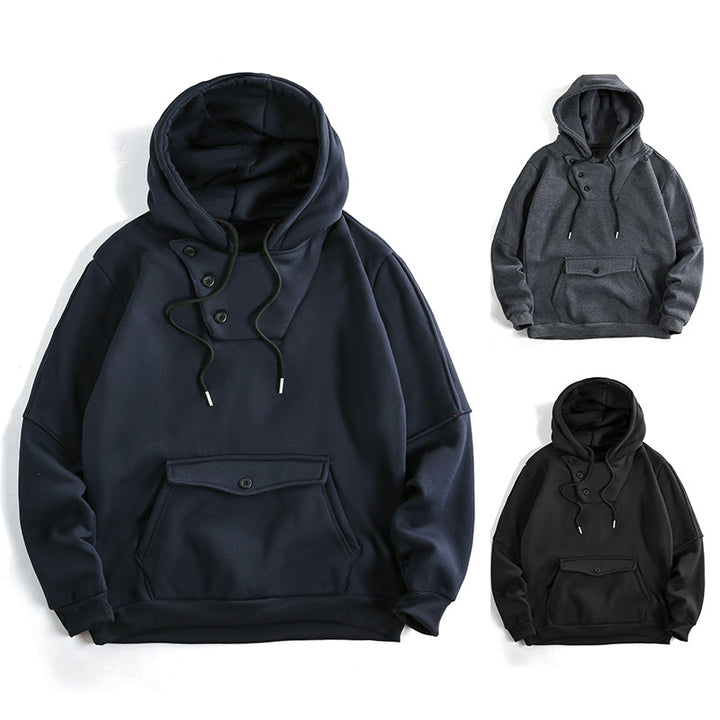 Herren lässiger Kapuzenpullover mit Knopfdetails und praktischen Taschen Echoarchiv