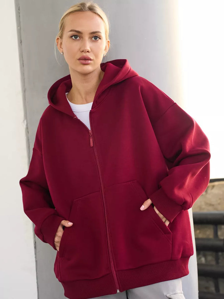 Damen Bequemer Fleece-Kapuzenjacke Echo Archiv