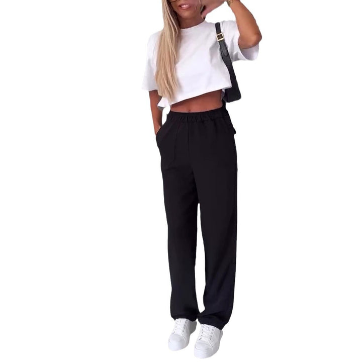 Damen nan weite Palazzo-Hose mit elastischem Bund und aufgesetzten Klappentaschen Echo Archiv