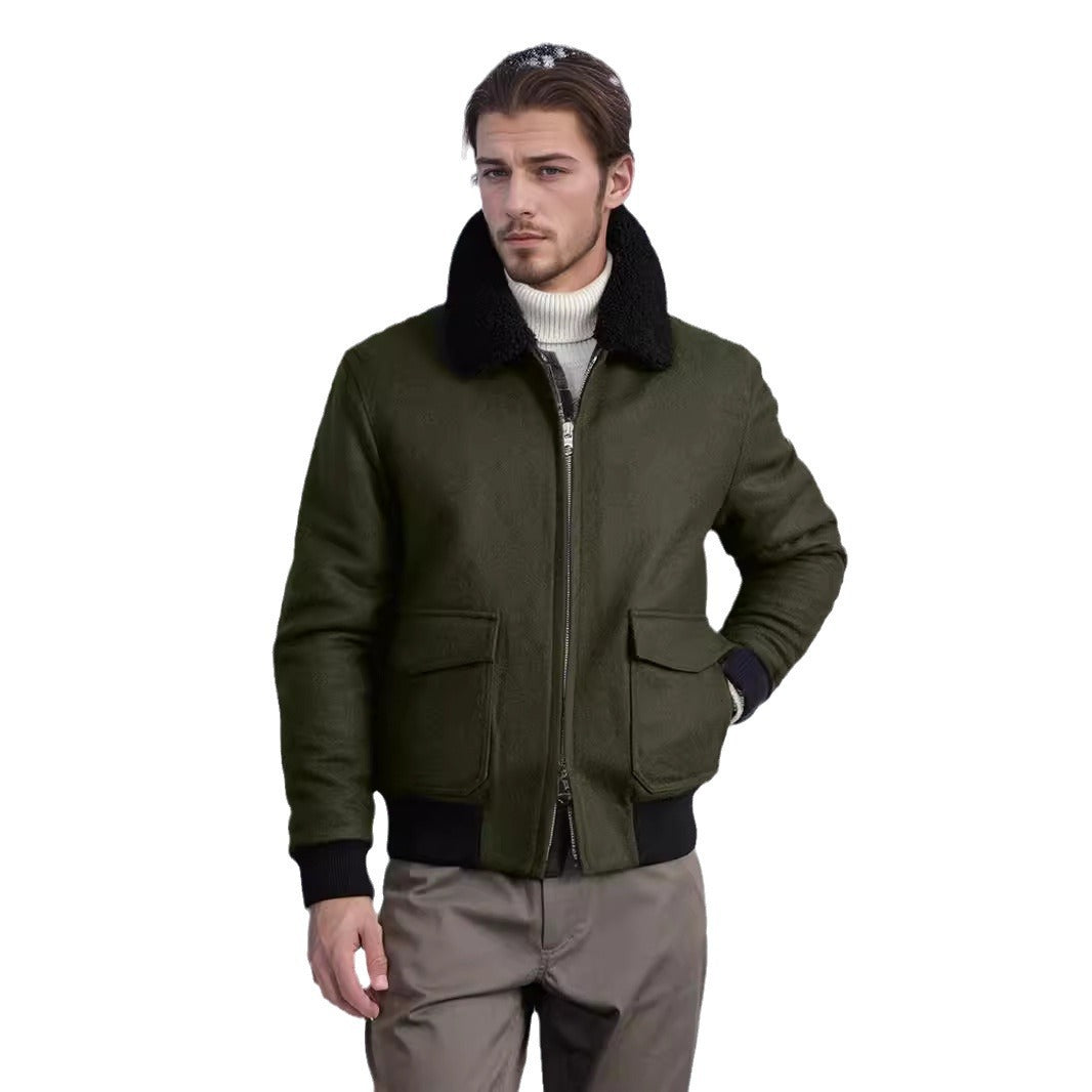 Herren Bomberjacke mit Fleece-Kragen und praktischen Taschen Echoarchiv