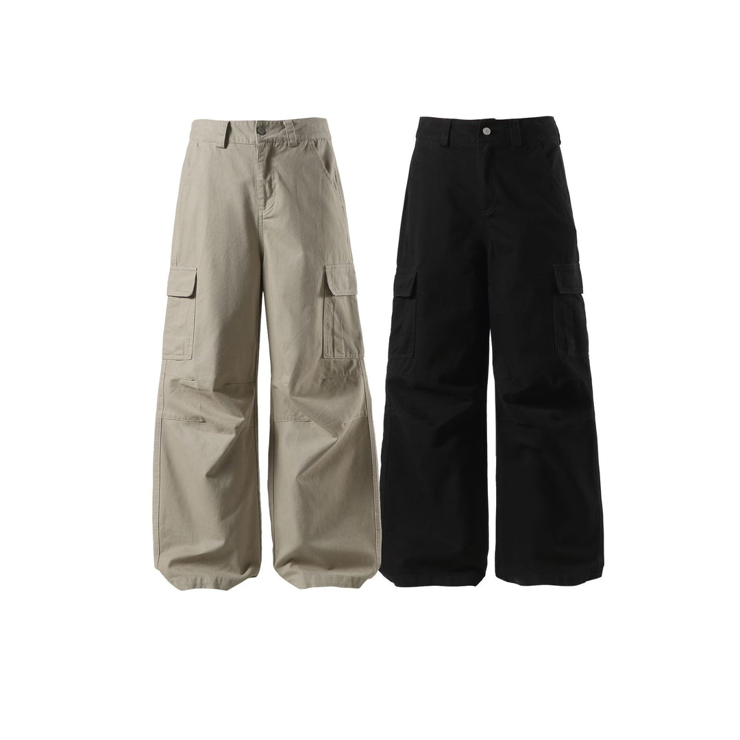 Damen Weite Cargo-Culotte mit hoher Taille, tiefem Schritt und funktionalen Pattentaschen Echoarchiv