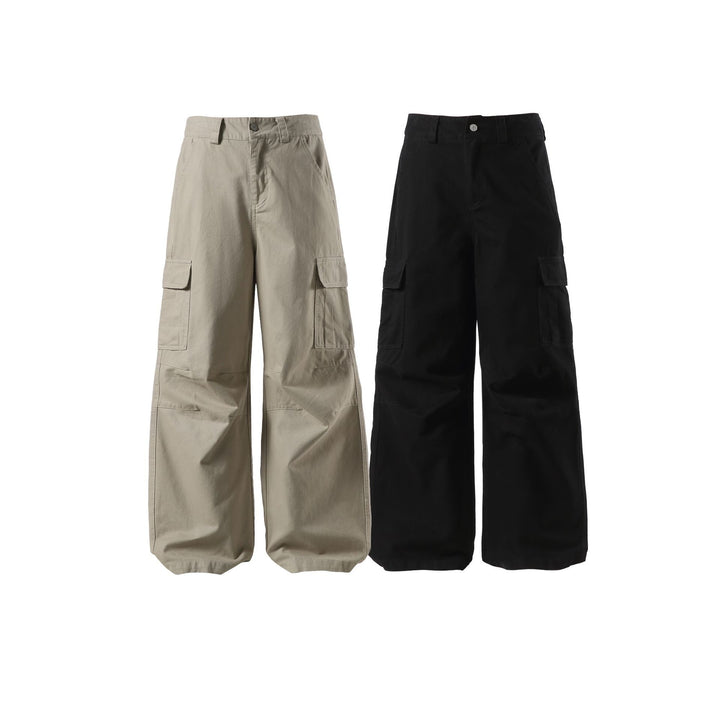 Damen Weite Cargo-Culotte mit hoher Taille, tiefem Schritt und funktionalen Pattentaschen Echoarchiv