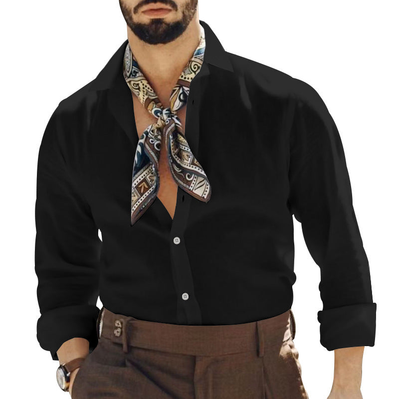 Herren elegant geschnittenes Langarmhemd mit modischem Jacquard-Muster Echoarchiv