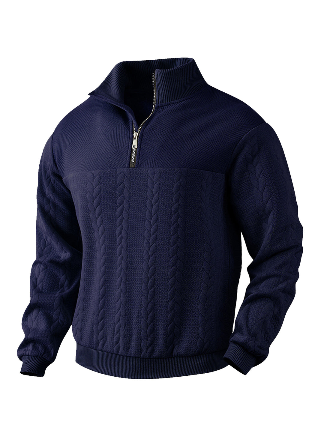 Herren Hoher Kragen Strickpullover mit Reißverschluss Echoarchiv