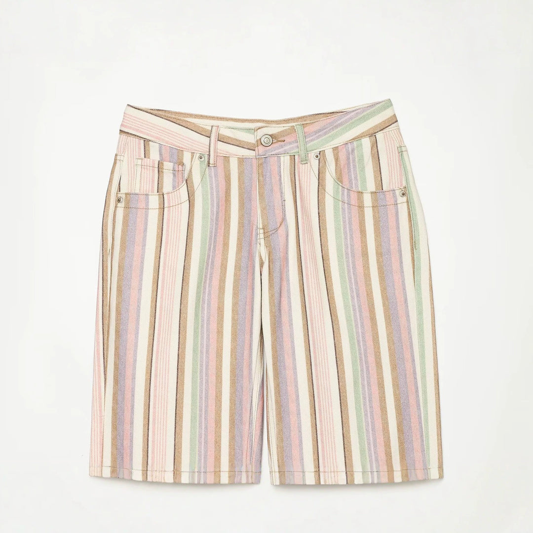 Damen Gestreifte Highwaist Palazzohose mit weitem Bein und Five‑Pocket-Details Echo Archiv
