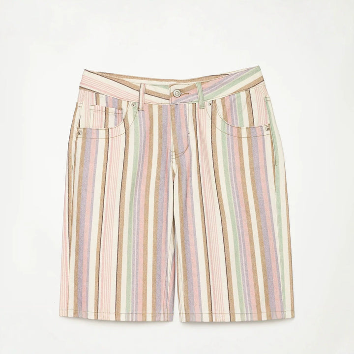 Damen Gestreifte Highwaist Palazzohose mit weitem Bein und Five‑Pocket-Details Echo Archiv