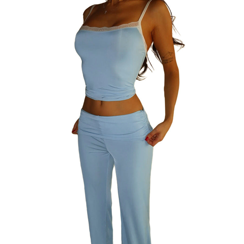Damen elegantes Lounge-Set mit tailliertem Top und weitem Hosenbein Echo Archiv