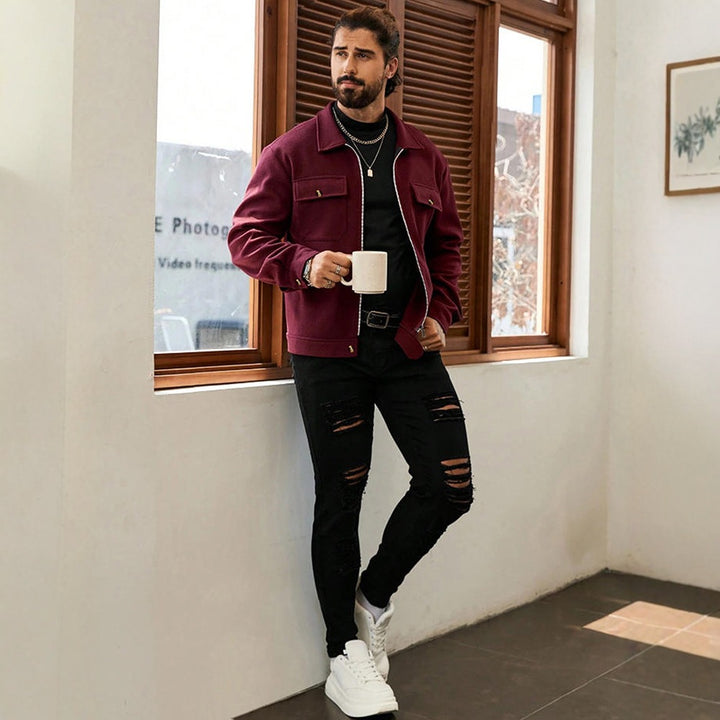 Herren City-Stil Jacke mit verstecktem Reißverschluss von Echoarchiv
