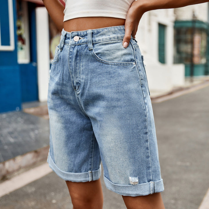 Damen entspannte Denim-Shorts mit umgeschlagenem Saum – Avélisse